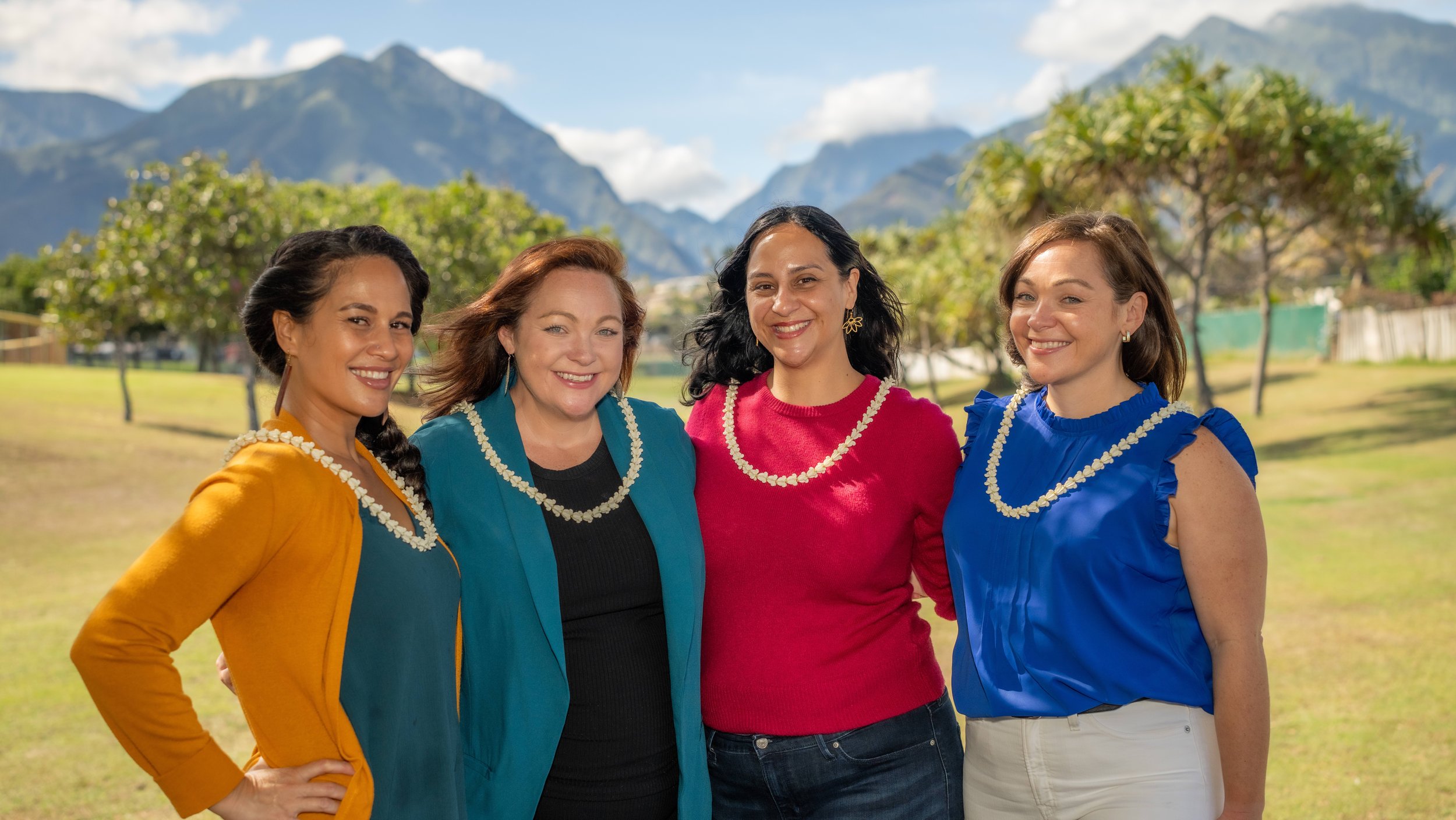 Photo of the Leadership Team of AHAS: Archive of Arts, Health, Spirit, Hōkū Pavao, Moira Pirsch, Erin Brothers, Anna Pirsch